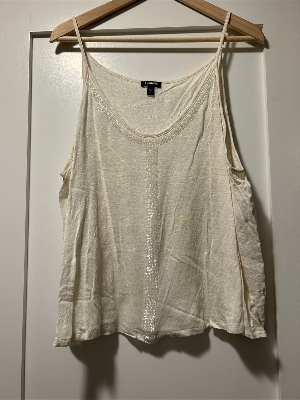 Express Cream Sequin-Trim Camisole